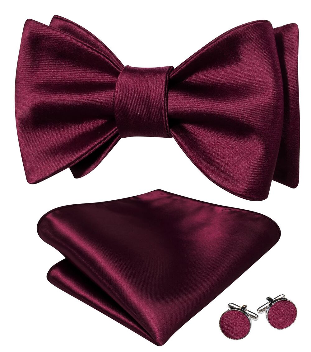 6728 Solid Color Paisley Self Tie Bow Ties Formal Burgundy Bowtie